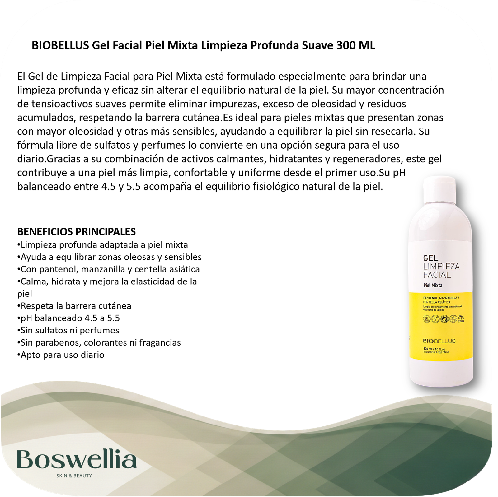 gel de limpieza facial para piel mixta uso diario